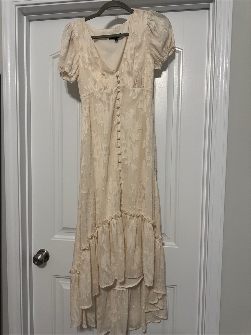 Lulu's Cream Floral Lace High-Low Midi Dress